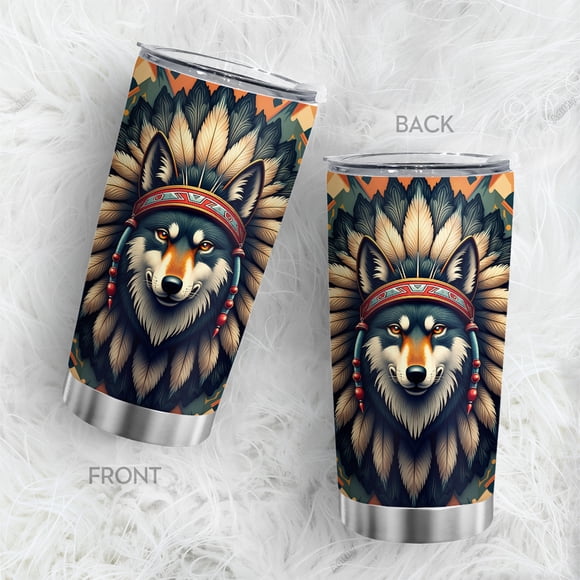 Vaso Oasisdream de acero inoxidable de 600 ml con estampado de lobos