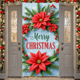 thumbnail image 2 of Festive Banner Merry Christmas Decorative Design Red Poinsettia Floral Holiday Decoration for Seasonal Celebration Indoor Venue Winter Party, 2 of 9