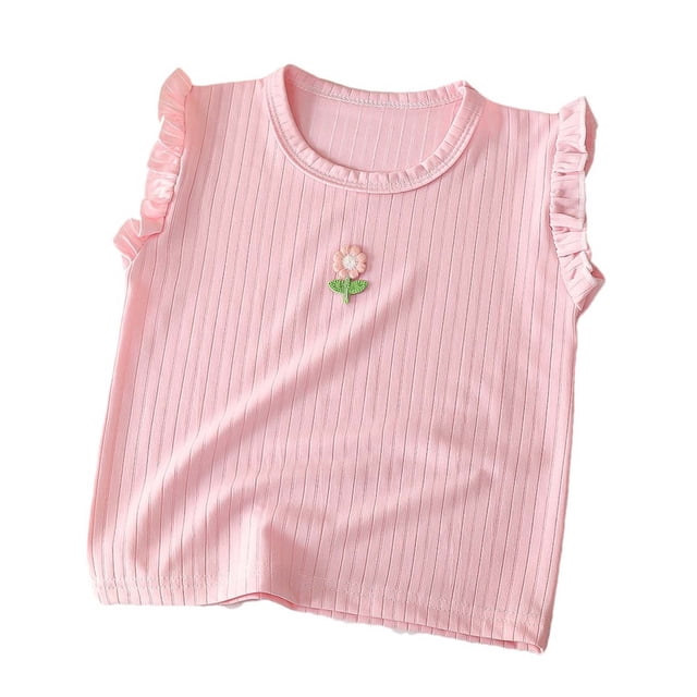 Timegard Toddler Baby Clothes Cute Ruffle Comfy Tank Top for Girls Infant Tee Shirts Summer Fashion