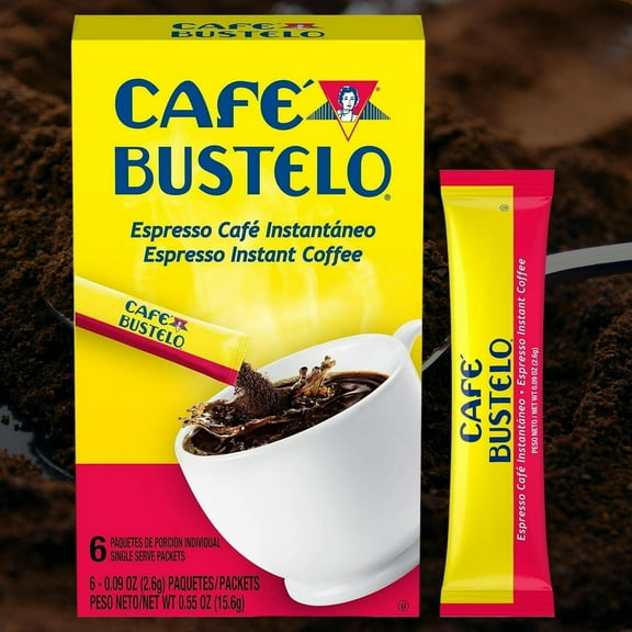 Cafe Bustelo Instant Espresso Instant Coffee, Single Serve 6ct (4 Pack)