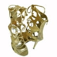 thumbnail image 6 of Bonnibel Cloudia-1 Women's Strappy Mid-Calf Open Toe Gladiator Stiletto Sandals Shoes Gold 6.5, 6 of 7