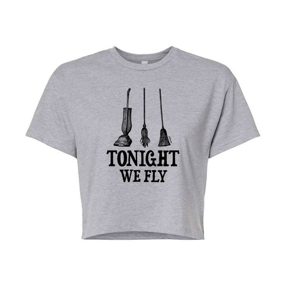Hocus Pocus - Tonight We Fly - Juniors Cropped Cotton Blend T-Shirt