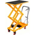 thumbnail image 1 of Hydraulic Lift Table Cart 330 lbs Capacity 50 In Double Scissor Lift Table with Locking Wheels and Non-Slip Platform for Material Handling Yellow, 1 of 8