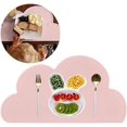 thumbnail image 3 of ERQVHQV 4 manteles individuales para niños, forma de nube de silicona de grado alimenticio, bandeja plegable antideslizante para alimentos, vajilla resistente al calor, placa de mantel individual (rosa, azul, verde y gris) oso de fresa Electrónica, 3 of 5