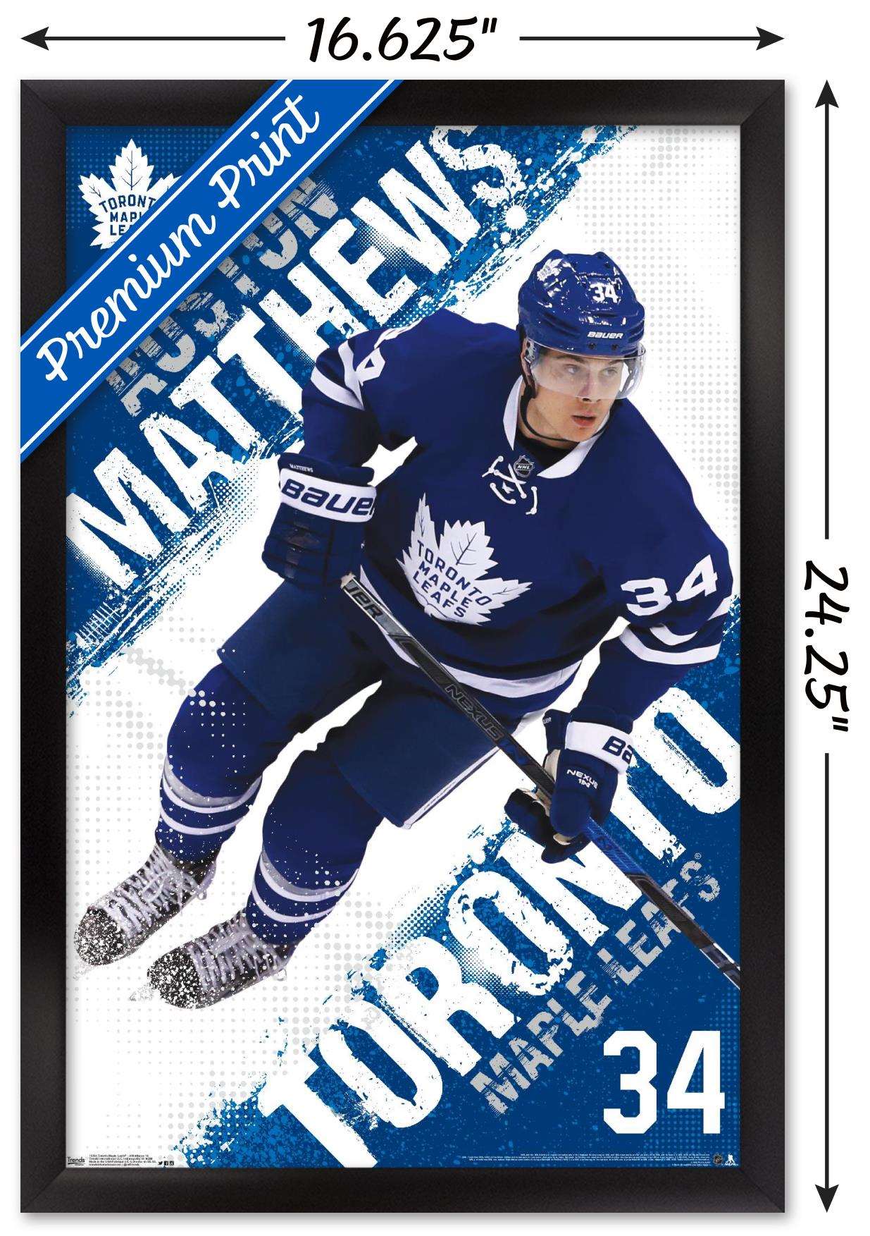 NHL Toronto Maple Leafs - Austin Matthews 16 Wall Poster, 14.725" x 22.375", Framed