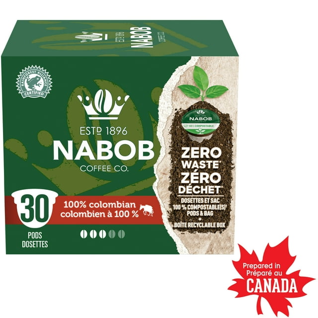 Nabob 100% Colombian Coffee 100% Compostable Pods, 292g Box, Medium