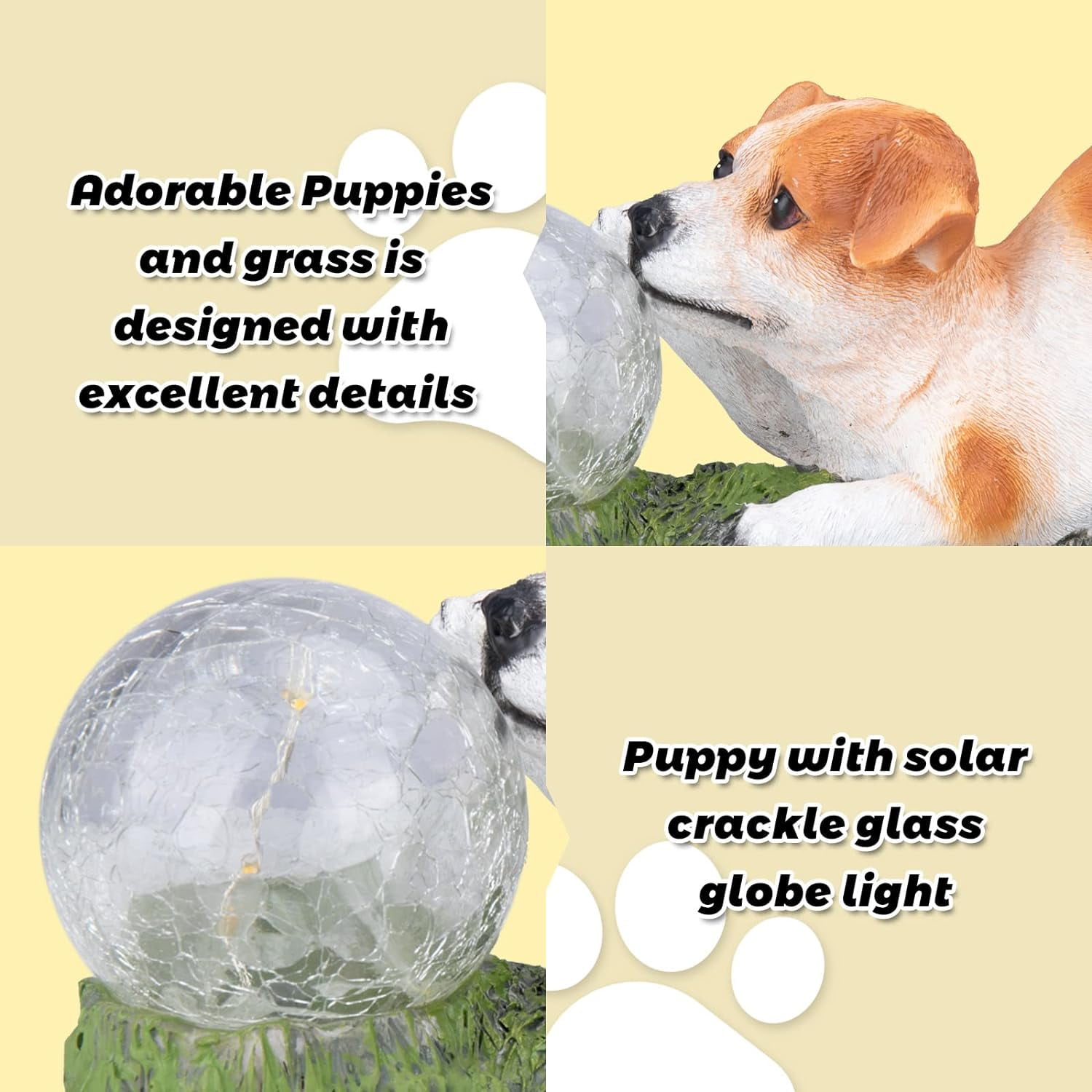 Solar Garden Dog  Statues - Garden Art Decoration Solar Lights Resin Outdoor Statue for Patio, Garden, Lawn