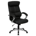 thumbnail image 2 of BizChair High Back Black LeatherSoft Executive Swivel Office Chair with Curved Headrest and White Line Stitching, 2 of 7