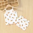 thumbnail image 2 of KPOPLK Toddler Girl Summer Clothes Solid Color Sweet Camisole Ruffle 2-Piece Infant Cotton Linen Shorts Set(6-12 Months,Orange), 2 of 4