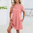 thumbnail image 5 of Hurxie Swimsuit Coverup for Women Short Sleeve Bathing Suit Cover Ups Summer T Shirt Dress Flowy Sundresses Pink,2XL, 5 of 7