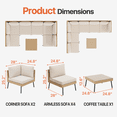 thumbnail image 5 of Clouddwell 7-Piece Beige Wicker Patio Sectional Conversation Set, Water Resistant Thick Cushions & Coffee Table for Backyard Poolside, 5 of 8