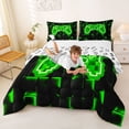 thumbnail image 3 of jejeloiu Pixel Checked Console Full Size Comforter Sets,Abstract Geometric Plaid Bedding Sets For Boys Teens Reversible 3-Piece, 3 of 7