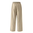 thumbnail image 7 of Men’s Linen Wide Leg Pants Elastic Waist Drawstring | Lightweight Breathable, Loose Fit Full Length Trousers, Big and Tall, Casual Summer Beach Daily Wear, XL, 7 of 7