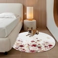 thumbnail image 2 of Red Spring Floral Round Area Rug 7Ft Washable Circle Rugs for Dorm Laundry Room, Elegant Pastoral Flowers Watercolor Non-Slip Carpet Floor Mats Indoor Outdoor Carpet Runner Aesthetic Home Decor, 2 of 8