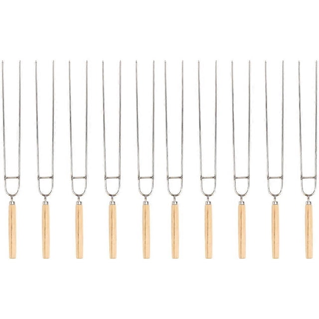 Stainless Steel Bbq Forks for Grilling 10Pcs Wood Handle Barbecue Tools