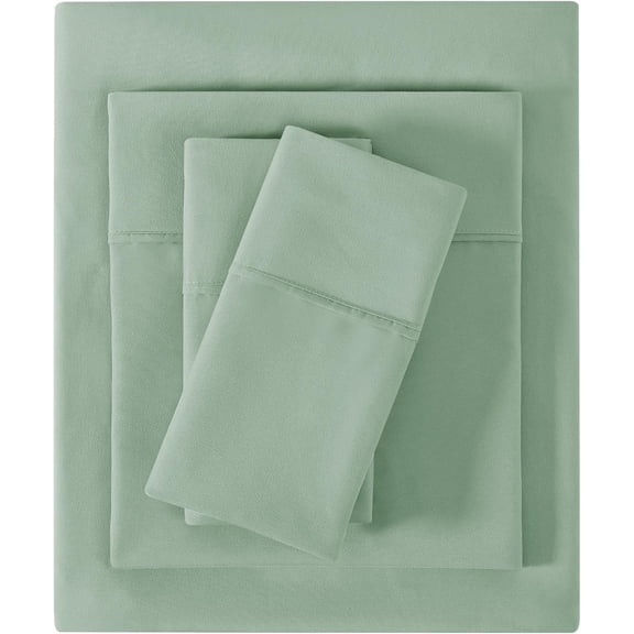 Softan Queen Size Sheet Set, Cozy Microfiber Queen Bed Fitted Sheet with 15" Deep Pocket & Non-slip Straps, Bedding Sheets & Pillowcases, Sage Green