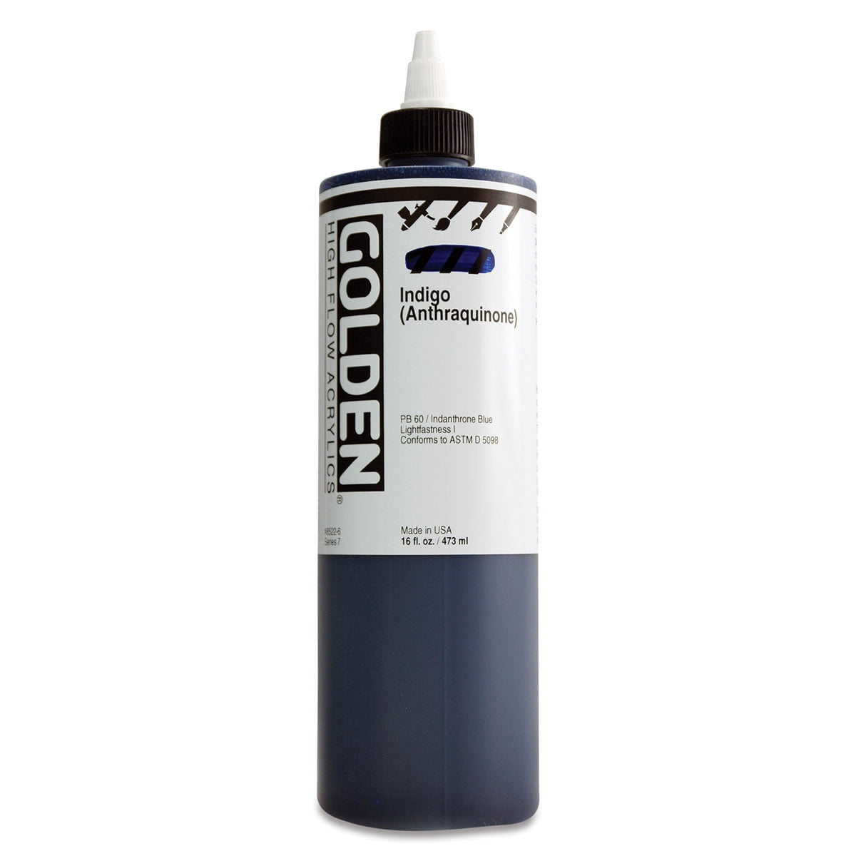 Golden� High Flow Acrylic, 16 oz., Indigo Anthraquinone