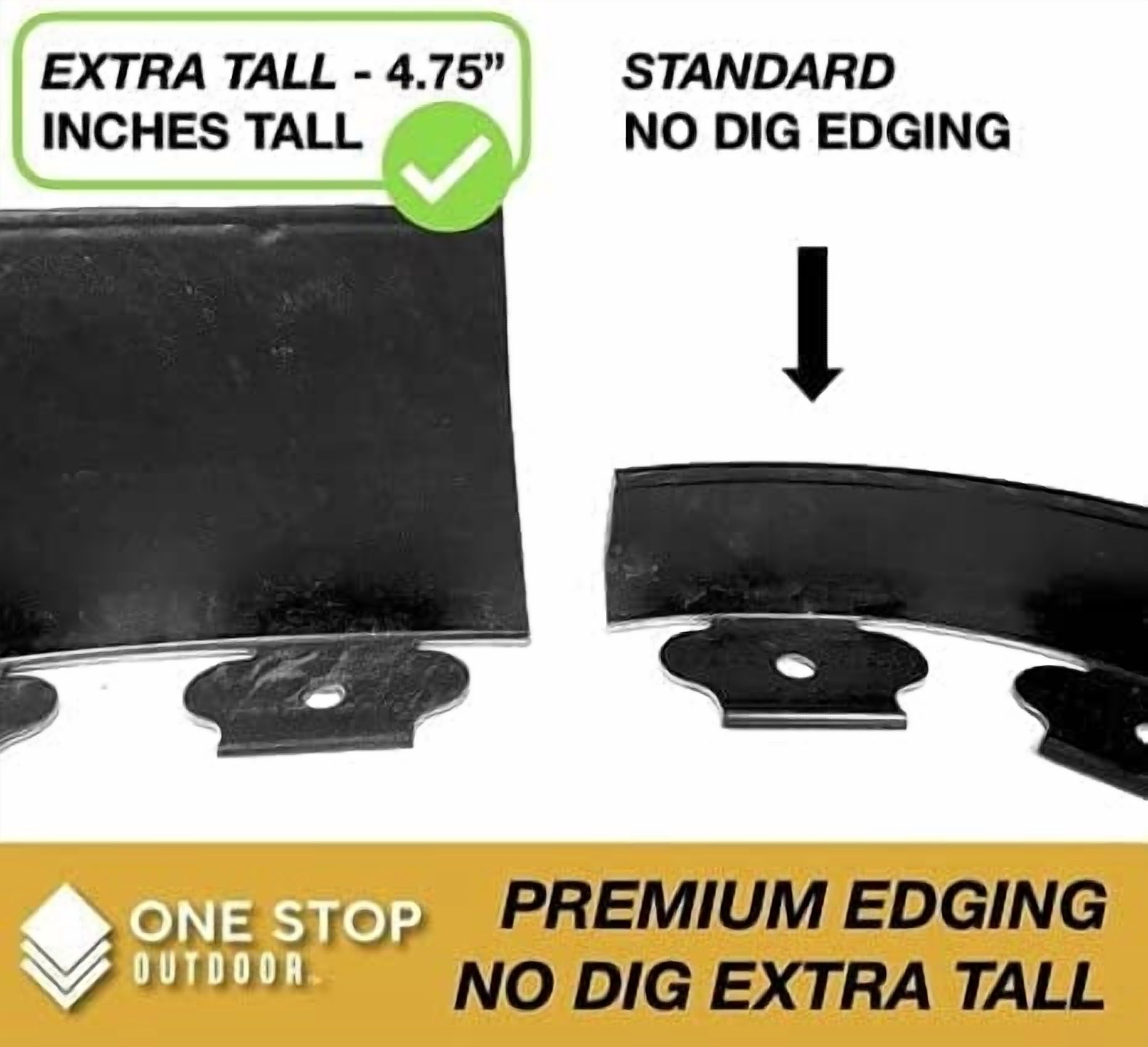 Instant Edging - (Extra Tall 4.75" High) - Black 20ft Premium No Dig Yard Edging Kit, for Landscaping, and Flower Gardens - Includes 18 Edging Stakes (BLACK)