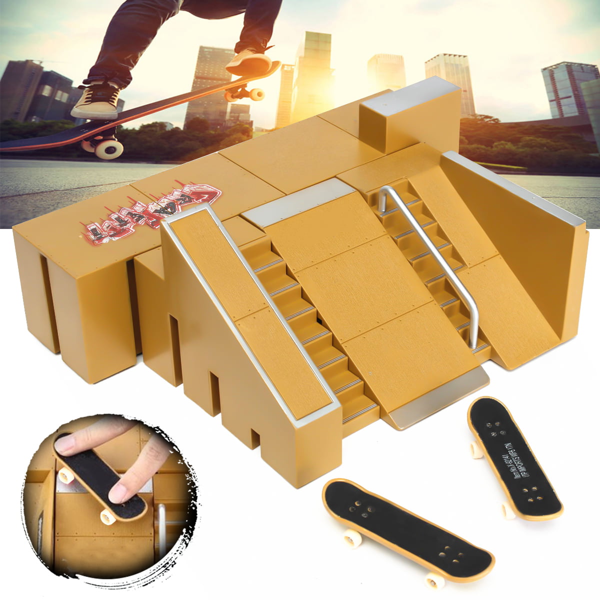 Skate Park Ramp Parts Handrail Sports For Tech Deck Fingerboards Xmas Gift 