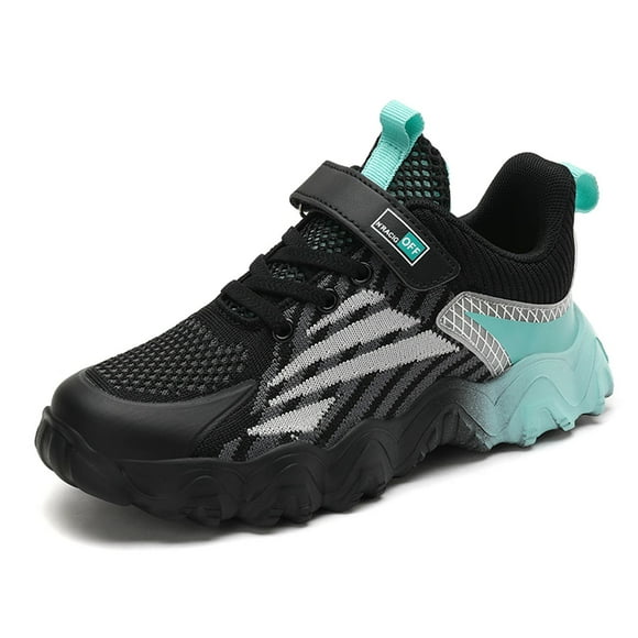 PMVFHDE Cute Sneakers for Boy Children's Fashion Mesh Lace Up Sneakers Color Matching Casual Comfortable Running Shoes Green,7-8 Years