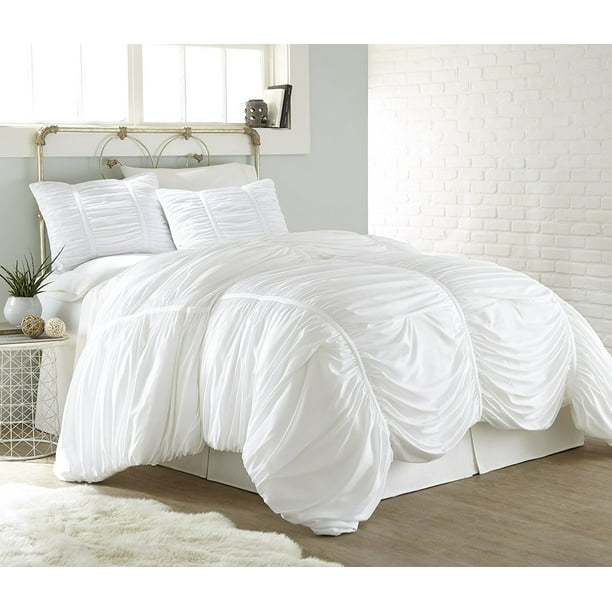 Chezmoi Collection Cassandra Chic Ruched Ruffle Duvet Cover Set