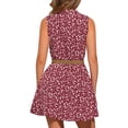 thumbnail image 3 of Vestido sin mangas de longitud a la rodilla con media abertura y cinturón para mujer, estampado floral, L rojo, 3 of 6