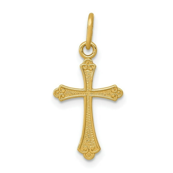 Diamond2Deal 14K Yellow Gold Small Cross Pendant for Women (L- 0.87 in, W- 0.46 in)