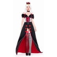 thumbnail image 2 of Kid Adult Queen Of Hearts Alice In Wonderland Costume Poker Queen Cosplay Halloween Masquerade Costumes Sexy Dress With Headwear G, 2 of 5