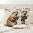 thumbnail image 3 of Happy Groundhog Day Outdoor Waterproof Pillow Covers, Spring Seasonal Holiday Brown Animal Decorative Square Throw Pillowcase Sofa Cushion Sham for Patio/Couch/Chair, 24"x24" 2 Pack, 3 of 8