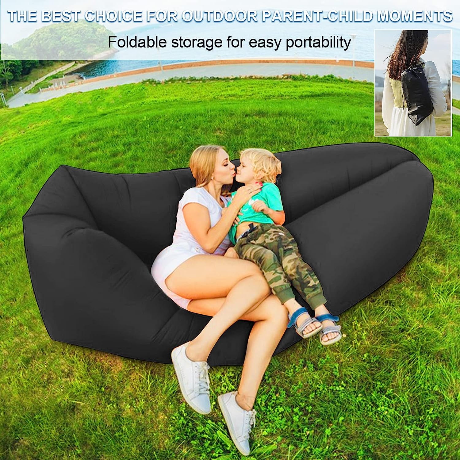 Inflatable Air Sofa With Carry Bag Portable Beach Inflatable Chair Folding Air Couch Waterproof Air Hammock Camping Sofa Inflatable for Adults Men Women for Travelling Pool Picnics Walmart