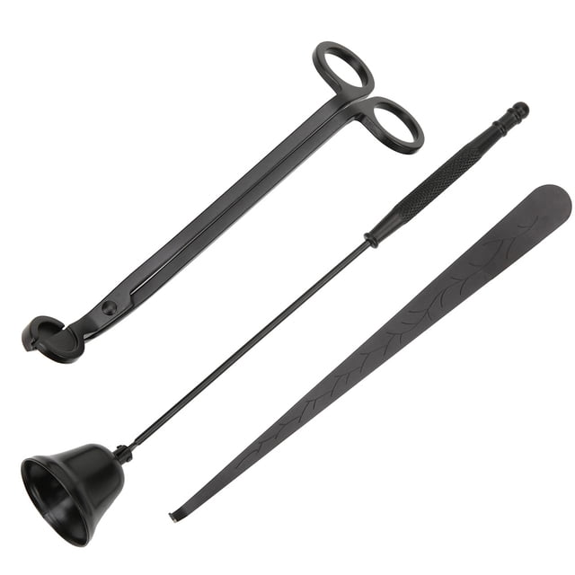 3PCS Stainless Steel Candle Fire Cover Wick Trimmer Scissors Candlewick Hook Accessories ToolBlack