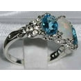 thumbnail image 3 of LBG 10k White Gold Natural Opal & Blue Topaz Womens Anniversary Ring - Size 7.25, 3 of 4