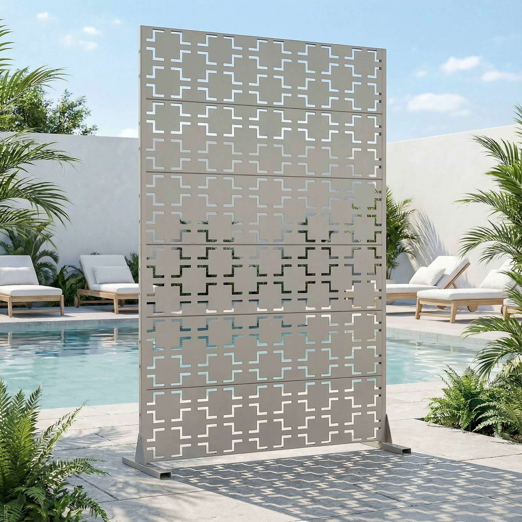 MAYEERTY 72x47 Gray Outdoor Natural Privacy Panel Screen, 6 Piece Set Natural Folding Divider for Backyard and Garden