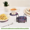 thumbnail image 3 of 6 Pcs Drink Coasters with Holder 3.94in Woven Coasters for Drinks Night Scene and Butterflies Coaster Set for Protection Table, 3 of 7