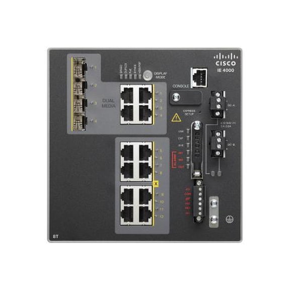 Restored Cisco IE-4000-8T4G-E Industrial Ethernet Switch 8 Fast Ethernet + 4 Gigabit Ports, Managed Layer 3, Rugged Design, P/N: IE-4000-8T4G-E (Refurbished)