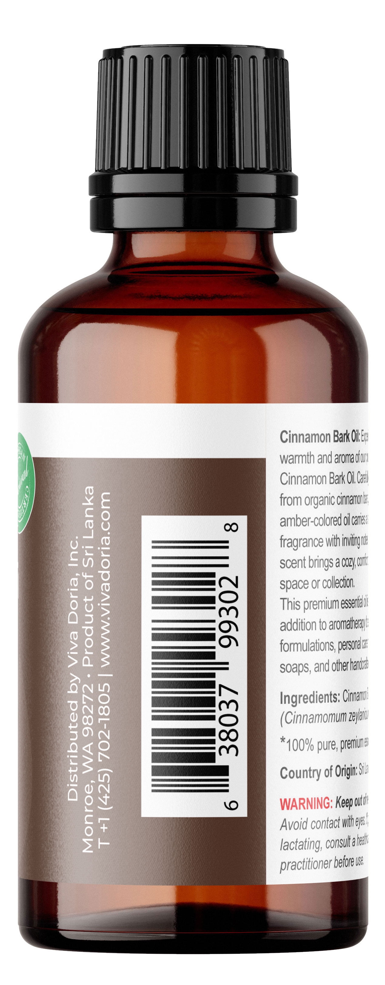 Viva Doria Cinnamon Bark Essential Oil, 100% Pure, Natural Essential Oil, Undiluted, for Aromatherapy | Food Grade, 30 mL (1 Fluid Ounce)