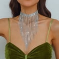 thumbnail image 2 of Collar de borla Collar llamativo traje de joyería moda mujer Sexy Rhinestone babero gargantilla Collar borla cadena larga Collar, 2 of 5
