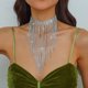 thumbnail image 2 of Collar de borla Collar llamativo traje de joyería moda mujer Sexy Rhinestone babero gargantilla Collar borla cadena larga Collar, 2 of 5