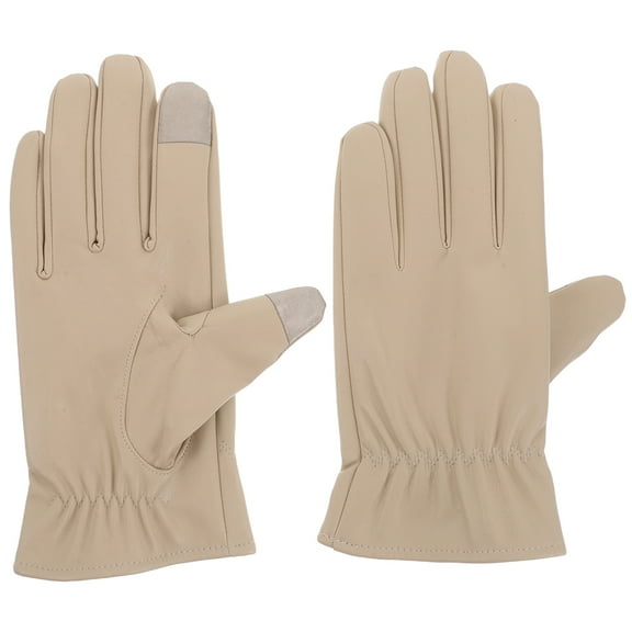 GAXIRE Winter Waterproof Touchscreen Bike Gloves for Women's in Beige, Soft PU Material, Ideal for Outdoor Cycling, Small Size