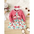thumbnail image 2 of NZRVAWS 6 Months Infant Baby Girls Dress 9 Months Girls Long Sleeve Dress Floral Dress with Headband 2pcs Set Pink, 2 of 7