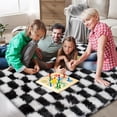 thumbnail image 3 of Checkered Area Rugs for Bedroom Living Room,6x9 Black and White Fluffy Soft Checkered Rug Fuzzy Shag Shaggy Carpet, Indoor Plush Floor Rugs for Kids Boys Girls Teen Dorm Nursery Home Decor, 3 of 16