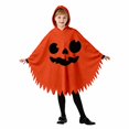 thumbnail image 4 of Rggeeun Kids Cape Cute Halloween Themed Pattern Hooded A Line Pointed Hem Loose Fit for Halloween Everyday Wear Simple Capes,Orange,3-4 Years, 4 of 5
