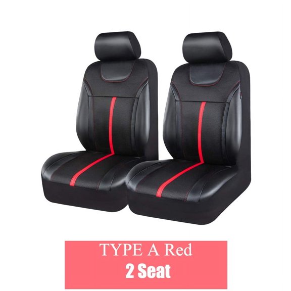 Autoking Cover Universal Car Seat Cover Set PU Leather Mesh Cloth Fit For Most CAR Seat Cushion Red 2 Seat