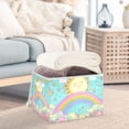 thumbnail image 3 of Yayeee Collapsible Cube Storage Bin with Lid Fabric Closet Decorative Basket with Handles, Retro Blue Rainbow, 3 of 7