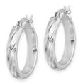 thumbnail image 4 of Auriga Fine Jewelry 925 Sterling Silver Rhodium-plated Textured 20mm Hoop Earrings for Women (L-17mm, W- 20mm), 4 of 5