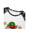 thumbnail image 5 of Elippeo Family Matching Christmas Pajamas, Letter  Elf Print Long-Sleeved Round Neck Tops + Candy Cane Pattern Trousers Sleepwear, 5 of 10