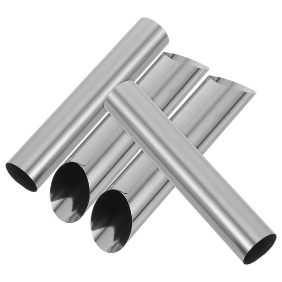 Milisten 4Pcs Hollow Stainless Steel Cream Horn Molds for Kitchen Baking with Dual Angle Design