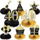 thumbnail image 1 of 8 piezas de centros de mesa de cumpleaños número 40 en forma de panal de abeja de oro negro, LMSHOWOWO Cheers to 40 Years Happy Birthday Table Topper para mujeres y niñas, decoraciones de 40, 1 of 1