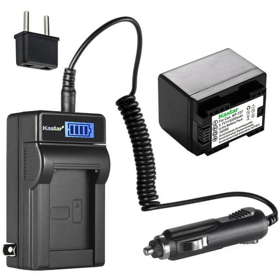Kastar 1-Pack BP-727 Battery and LCD AC Charger Compatible with Canon VIXIA HF R50 HFR50, VIXIA HF R52 HFR52, VIXIA HF R60 HFR60, VIXIA HF R62 HFR62, VIXIA HF R70 HFR70, VIXIA HF R72 HFR72 Camera