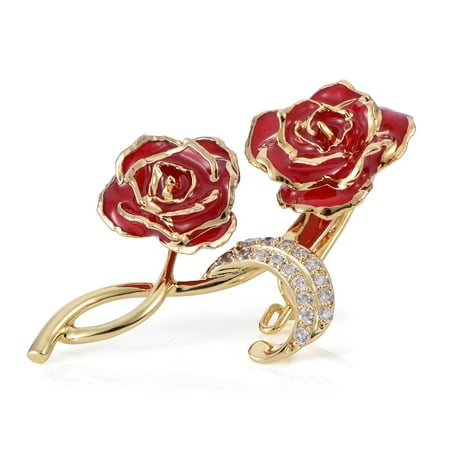 - HURRISE Floral Brooch Pins for Women Brides Flower Brooch Badge 24K Gold Jewelry Love Gift For Her, 24K Gold Dipped Gold Rose Brooches Pin